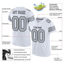Load image into Gallery viewer, Custom White Silver-Black Mesh Authentic Football Jersey