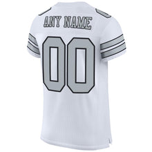 Load image into Gallery viewer, Custom White Silver-Black Mesh Authentic Football Jersey