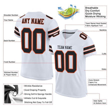 Load image into Gallery viewer, Custom White Black-Orange Mesh Authentic Football Jersey