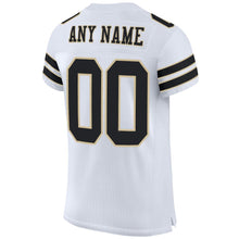 Load image into Gallery viewer, Custom White Black-Vegas Gold Mesh Authentic Football Jersey