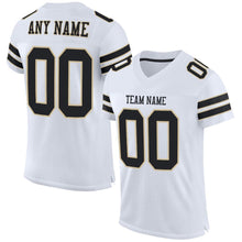 Load image into Gallery viewer, Custom White Black-Vegas Gold Mesh Authentic Football Jersey