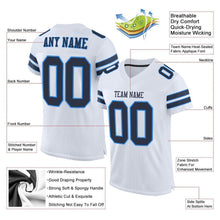 Load image into Gallery viewer, Custom White Navy-Powder Blue Mesh Authentic Football Jersey