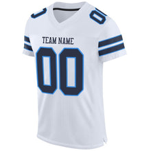 Load image into Gallery viewer, Custom White Navy-Powder Blue Mesh Authentic Football Jersey