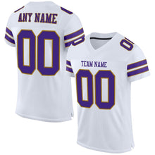Load image into Gallery viewer, Custom White Purple-Old Gold Mesh Authentic Football Jersey