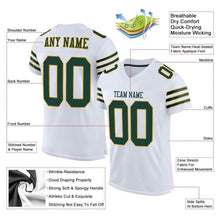 Load image into Gallery viewer, Custom White Green-Gold Mesh Authentic Football Jersey
