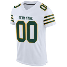 Load image into Gallery viewer, Custom White Green-Gold Mesh Authentic Football Jersey
