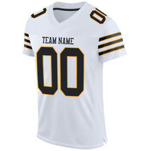 Load image into Gallery viewer, Custom White Black-Gold Mesh Authentic Football Jersey