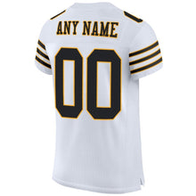 Load image into Gallery viewer, Custom White Black-Gold Mesh Authentic Football Jersey