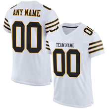 Load image into Gallery viewer, Custom White Black-Gold Mesh Authentic Football Jersey