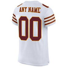 Load image into Gallery viewer, Custom White Burgundy-Gold Mesh Authentic Football Jersey