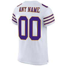 Load image into Gallery viewer, Custom White Purple-Gold Mesh Authentic Football Jersey
