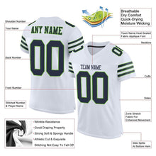Load image into Gallery viewer, Custom White Navy-Neon Green Mesh Authentic Football Jersey