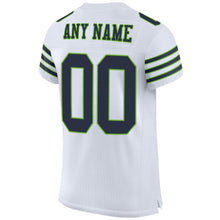 Load image into Gallery viewer, Custom White Navy-Neon Green Mesh Authentic Football Jersey