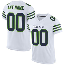 Load image into Gallery viewer, Custom White Navy-Neon Green Mesh Authentic Football Jersey