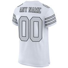 Load image into Gallery viewer, Custom White Silver-Black Mesh Authentic Football Jersey