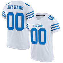 Load image into Gallery viewer, Custom White Panther Blue-Light Gray Mesh Authentic Football Jersey