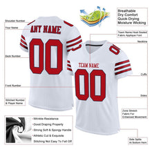 Load image into Gallery viewer, Custom White Red-Navy Mesh Authentic Football Jersey