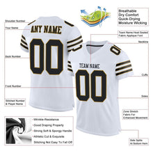 Load image into Gallery viewer, Custom White Black-Old Gold Mesh Authentic Football Jersey