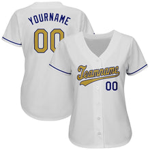 Load image into Gallery viewer, Custom White Old Gold-Royal Authentic Baseball Jersey