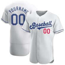 Load image into Gallery viewer, Custom White Royal-Red Authentic Baseball Jersey