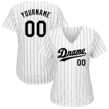 Load image into Gallery viewer, Custom White Black Strip Black-Gray Authentic Baseball Jersey
