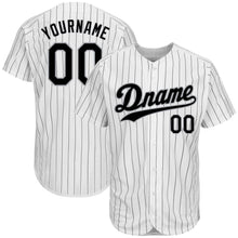 Load image into Gallery viewer, Custom White Black Strip Black-Gray Authentic Baseball Jersey