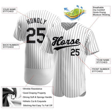 Load image into Gallery viewer, Custom White Black Strip Black-Gray Authentic Baseball Jersey