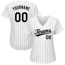Load image into Gallery viewer, Custom White Black Strip Black-Gray Authentic Baseball Jersey