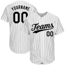 Load image into Gallery viewer, Custom White Black Strip Black-Gray Authentic Baseball Jersey