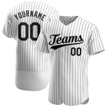 Load image into Gallery viewer, Custom White Black Strip Black-Gray Authentic Baseball Jersey