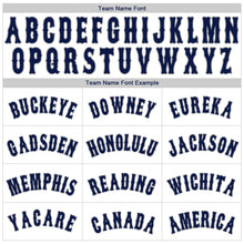 Load image into Gallery viewer, Custom White Navy Strip Navy-Gray Authentic Baseball Jersey