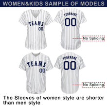 Load image into Gallery viewer, Custom White Navy Strip Navy-Gray Authentic Baseball Jersey