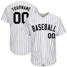Load image into Gallery viewer, Custom White Purple Strip Black-Gray Authentic Baseball Jersey