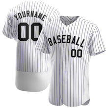 Load image into Gallery viewer, Custom White Purple Strip Black-Gray Authentic Baseball Jersey