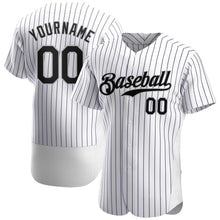 Load image into Gallery viewer, Custom White Purple Strip Black-Gray Authentic Baseball Jersey