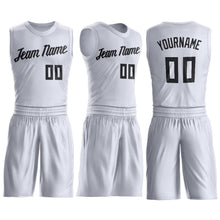 Load image into Gallery viewer, Custom White Black Round Neck Suit Basketball Jersey