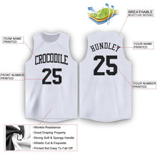 Load image into Gallery viewer, Custom White Black Round Neck Basketball Jersey