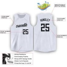 Load image into Gallery viewer, Custom White Black Round Neck Basketball Jersey