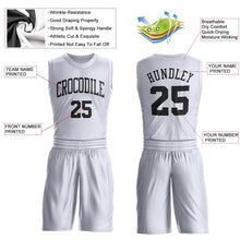 Load image into Gallery viewer, Custom White Black Round Neck Suit Basketball Jersey