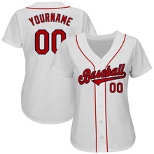 Load image into Gallery viewer, Custom White Red-Navy Authentic Baseball Jersey