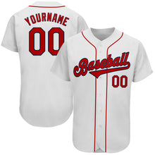 Load image into Gallery viewer, Custom White Red-Navy Authentic Baseball Jersey