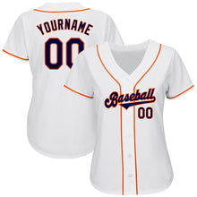Load image into Gallery viewer, Custom White Navy-Orange Authentic Baseball Jersey