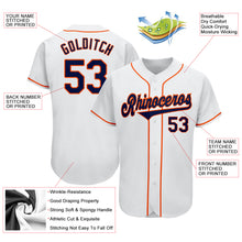 Load image into Gallery viewer, Custom White Navy-Orange Authentic Baseball Jersey