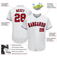 Load image into Gallery viewer, Custom White Red-Navy Authentic Baseball Jersey