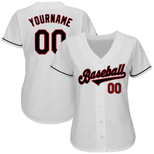 Load image into Gallery viewer, Custom White Black-Red Authentic Baseball Jersey