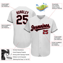 Load image into Gallery viewer, Custom White Black-Red Authentic Baseball Jersey