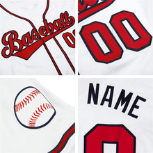 Load image into Gallery viewer, Custom White Black-Red Authentic Baseball Jersey
