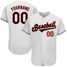 Load image into Gallery viewer, Custom White Black-Orange Authentic Baseball Jersey