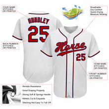 Load image into Gallery viewer, Custom White Red-Navy Authentic Baseball Jersey