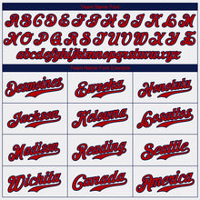 Load image into Gallery viewer, Custom White Red-Navy Authentic Baseball Jersey